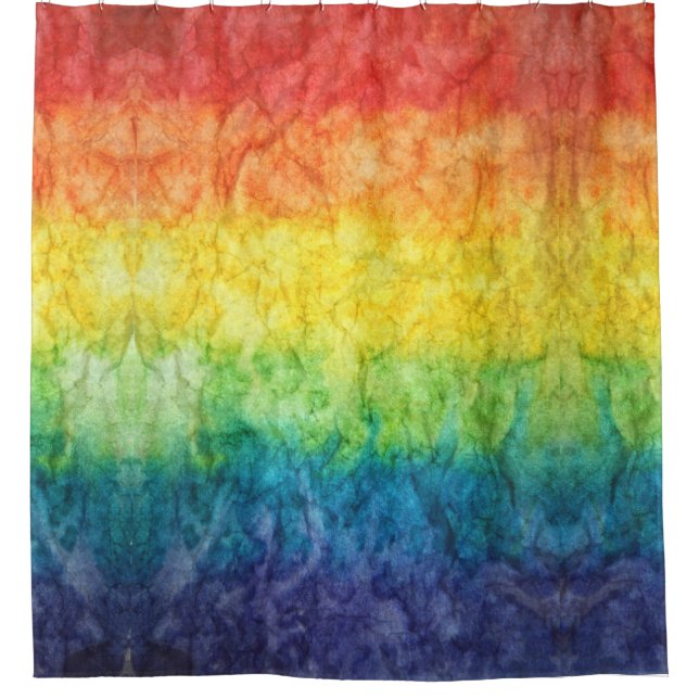 SlipperyJoe's gay pride flag rainbow colours tie-d Shower Curtain (Front)
