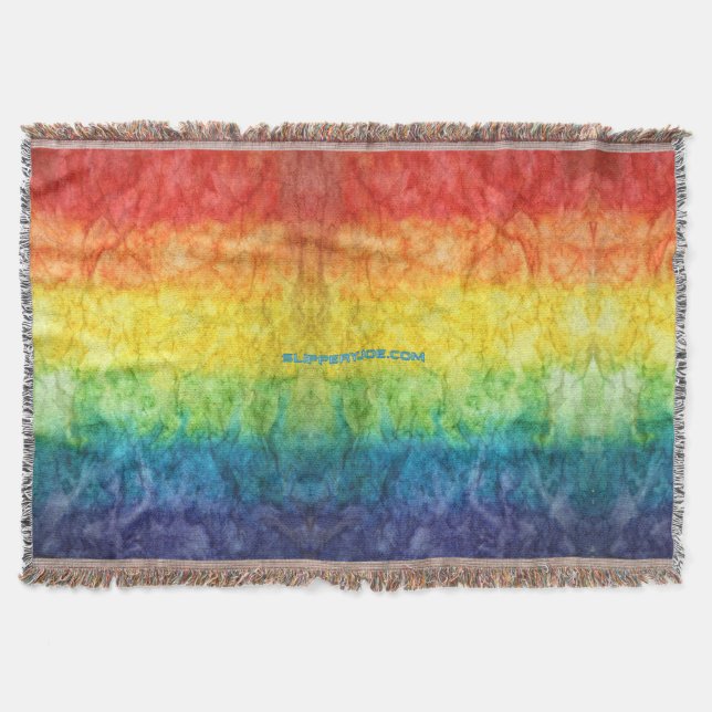 SlipperyJoe's gay pride flag rainbow colours tie-d Throw Blanket (Front)