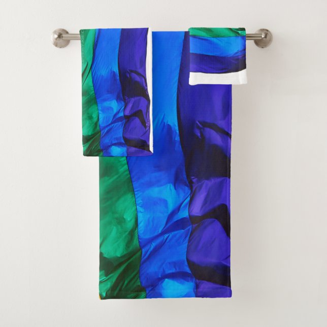 SlipperyJoe's gay pride flag waving pride colours  Bath Towel Set (Insitu)