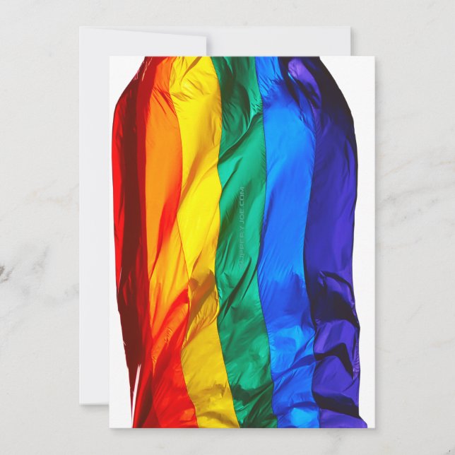 SlipperyJoe's gay pride flag waving pride colours  Holiday Card (Front)