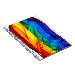 SlipperyJoe's gay pride flag waving pride colours Notebook