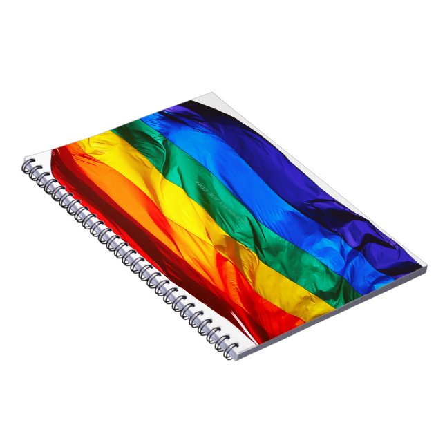 SlipperyJoe's gay pride flag waving pride colours  Notebook (Right Side)