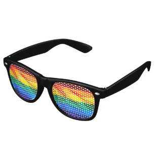 SlipperyJoe's gay pride flag waving pride colours  Retro Sunglasses