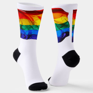 SlipperyJoe's gay pride flag waving pride colours  Socks