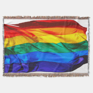 SlipperyJoe's gay pride flag waving pride colours  Throw Blanket