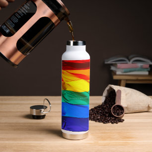 SlipperyJoe's gay pride flag waving pride colours  Water Bottle