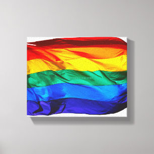 SlipperyJoe's gay pride flag waving red orange yel Canvas Print