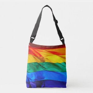 SlipperyJoe's gay pride flag waving red orange yel Crossbody Bag