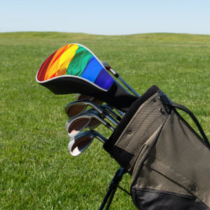 SlipperyJoe's gay pride flag waving red orange yel Golf Head Cover