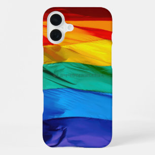 SlipperyJoe's gay pride flag waving red orange yel iPhone 16 Plus Case