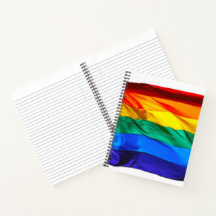 SlipperyJoe's gay pride flag waving red orange yel Notebook