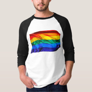 SlipperyJoe's gay pride flag waving red orange yel T-Shirt