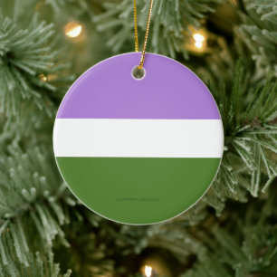SlipperyJoe's Genderqueer Pride Flag colours Non-b Ceramic Ornament