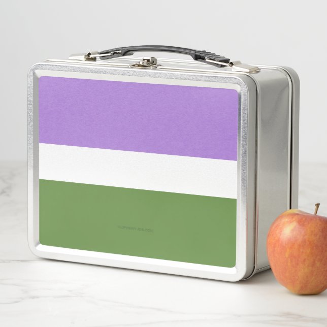 SlipperyJoe's genderqueer pride flag colours non-b Metal Lunch Box (In Situ)