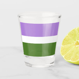 SlipperyJoe's Genderqueer Pride Flag colours Non-b Shot Glass