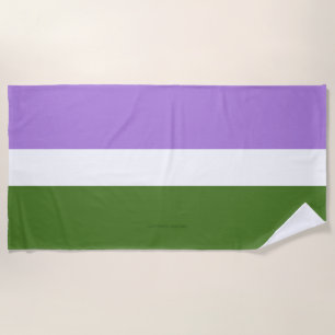 SlipperyJoe's genderqueer pride flag lavender blen Beach Towel