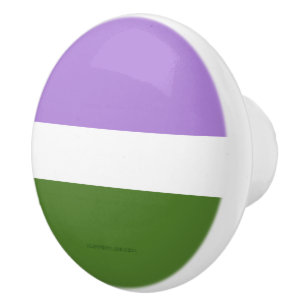 SlipperyJoe's genderqueer pride flag lavender blen Ceramic Knob
