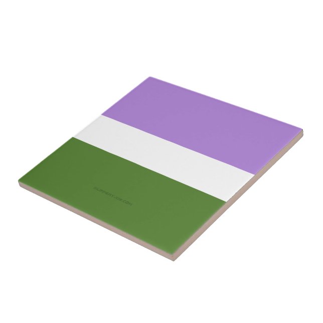 SlipperyJoe's genderqueer pride flag lavender blen Ceramic Tile (Side)