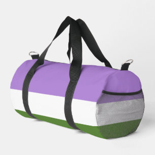 SlipperyJoe's genderqueer pride flag lavender blen Duffle Bag