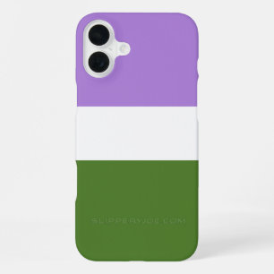 SlipperyJoe's genderqueer pride flag lavender blen iPhone 16 Plus Case