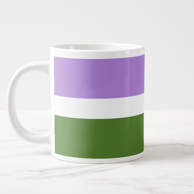 SlipperyJoe's genderqueer pride flag lavender blen Large Coffee Mug (Left)