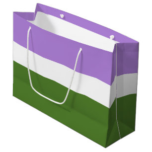 SlipperyJoe's genderqueer pride flag lavender blen Large Gift Bag