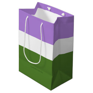 SlipperyJoe's genderqueer pride flag lavender blen Medium Gift Bag