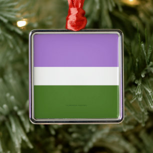 SlipperyJoe's genderqueer pride flag lavender blen Metal Ornament