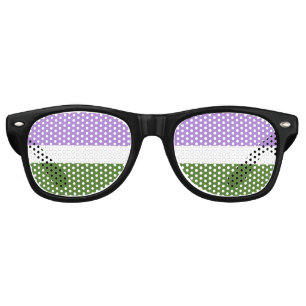 SlipperyJoe's genderqueer pride flag lavender blen Retro Sunglasses
