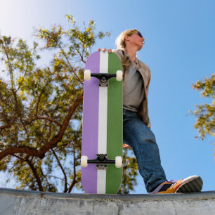 SlipperyJoe's genderqueer pride flag lavender blen Skateboard