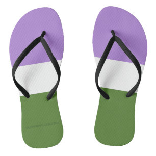 SlipperyJoe's genderqueer pride flag lavender blen Thongs