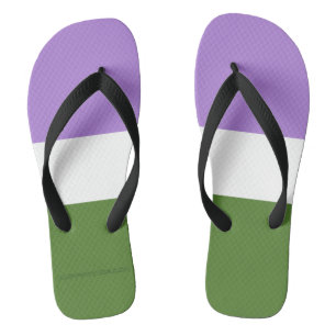 SlipperyJoe's genderqueer pride flag lavender blen Thongs