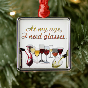 SlipperyJoe's Glasses fermented grapes wine pourin Metal Ornament