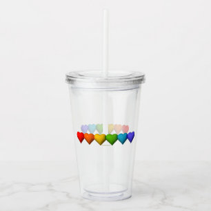 SlipperyJoe's glossy 3D heart shapes glyphs create Acrylic Tumbler