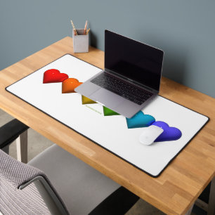 SlipperyJoe's glossy 3D heart shapes glyphs create Desk Mat