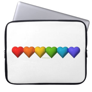 SlipperyJoe's glossy 3D heart shapes glyphs create Laptop Sleeve