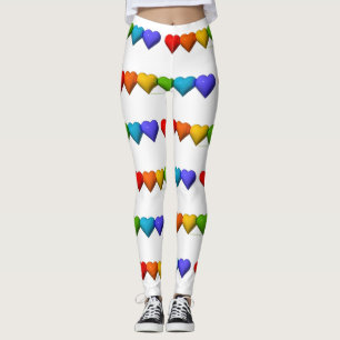 SlipperyJoe's glossy 3D heart shapes glyphs create Leggings