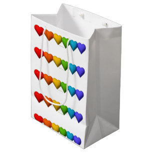 SlipperyJoe's glossy 3D heart shapes glyphs create Medium Gift Bag