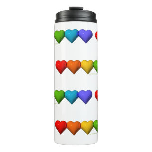 SlipperyJoe's glossy 3D heart shapes glyphs create Thermal Tumbler
