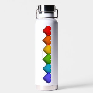 SlipperyJoe's glossy 3D heart shapes glyphs create Water Bottle