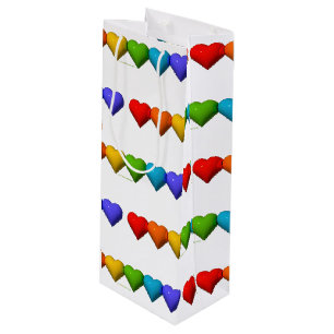 SlipperyJoe's glossy 3D heart shapes glyphs create Wine Gift Bag