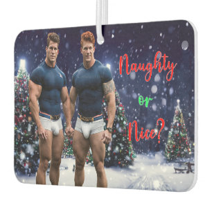 SlipperyJoe's glowing Christmas trees two muscular Car Air Freshener