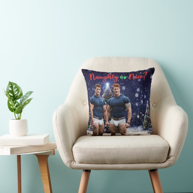 SlipperyJoe's glowing Christmas trees two muscular Cushion (Chair)