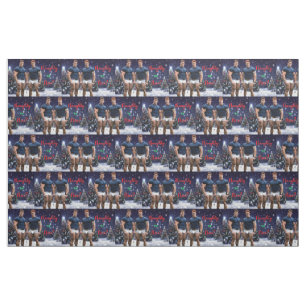 SlipperyJoe's glowing Christmas trees two muscular Fabric