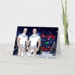 SlipperyJoe's glowing Christmas trees two muscular Foil Holiday Card