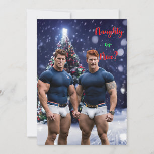 SlipperyJoe's glowing Christmas trees two muscular Holiday Card