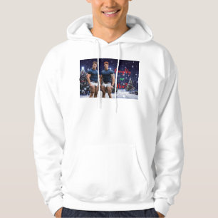 SlipperyJoe's glowing Christmas trees two muscular Hoodie