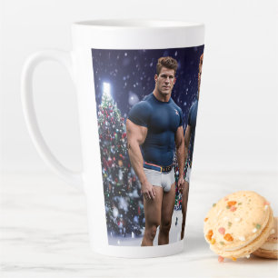 SlipperyJoe's glowing Christmas trees two muscular Latte Mug