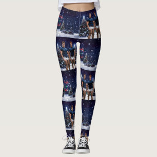 SlipperyJoe's glowing Christmas trees two muscular Leggings