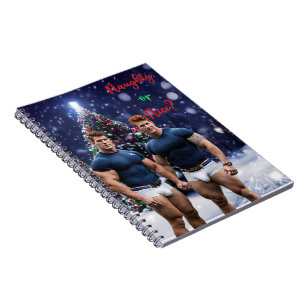 SlipperyJoe's glowing Christmas trees two muscular Notebook